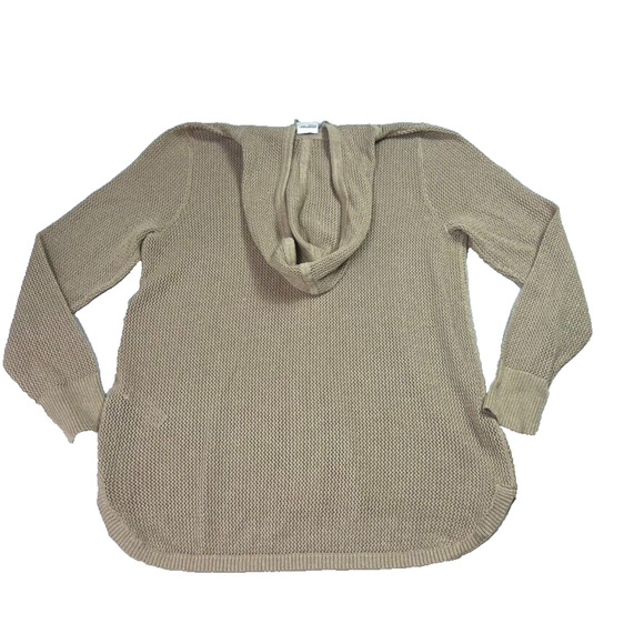 Zenergy Chicos Sweater Jacket Womens 2 Beige Open Knit Metallic Full Zip Hooded - Picture 2 of 9